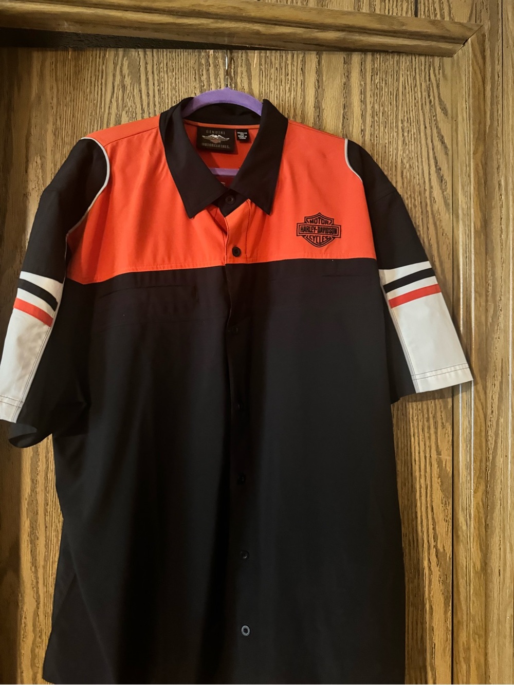 Harley-Davidson Black and Orange Short-Sleeve Button Polo